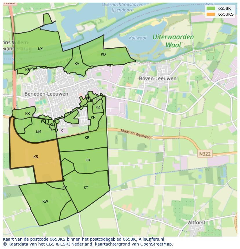 Afbeelding van het postcodegebied 6658 KS op de kaart.