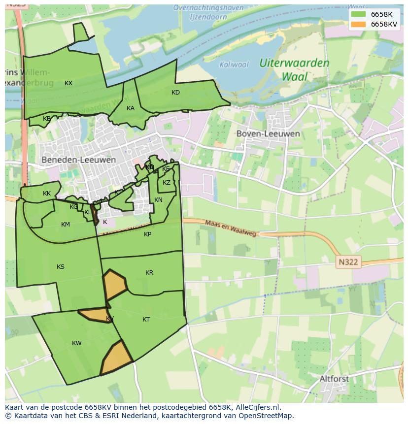 Afbeelding van het postcodegebied 6658 KV op de kaart.