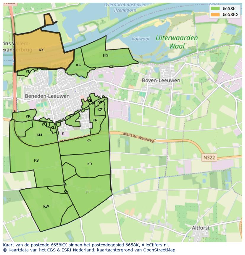Afbeelding van het postcodegebied 6658 KX op de kaart.