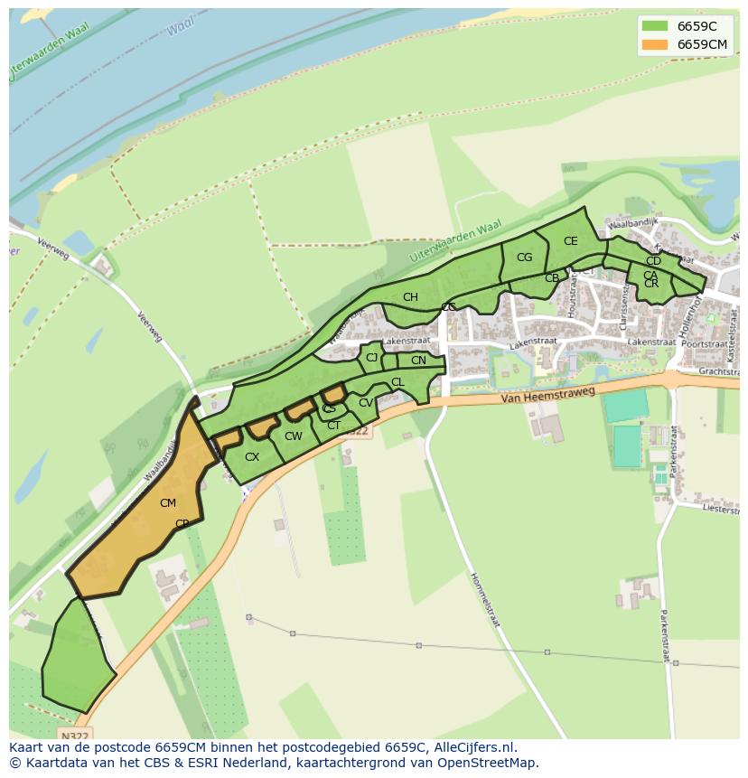 Afbeelding van het postcodegebied 6659 CM op de kaart.