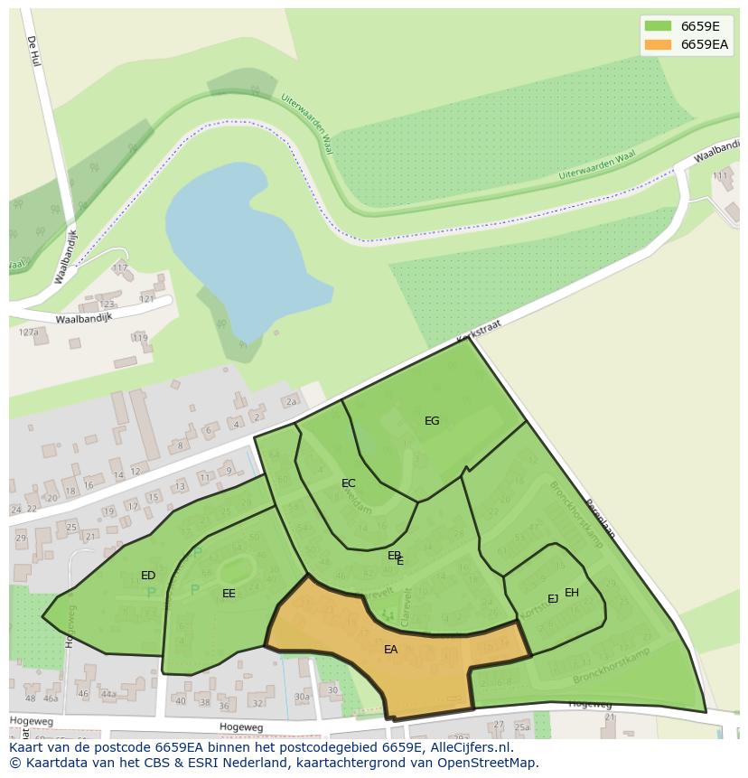 Afbeelding van het postcodegebied 6659 EA op de kaart.