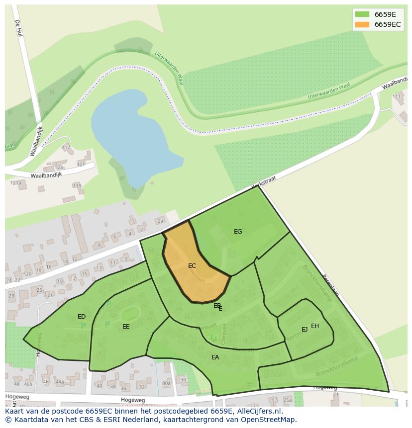 Afbeelding van het postcodegebied 6659 EC op de kaart.