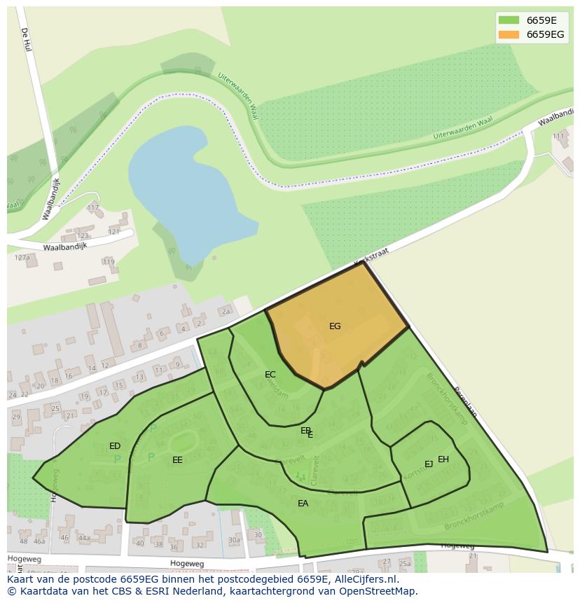 Afbeelding van het postcodegebied 6659 EG op de kaart.