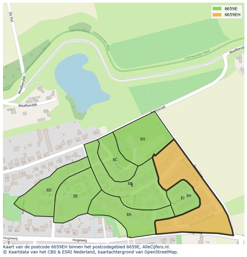 Afbeelding van het postcodegebied 6659 EH op de kaart.