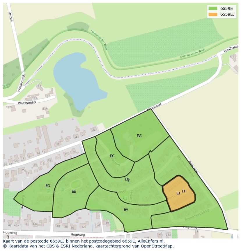 Afbeelding van het postcodegebied 6659 EJ op de kaart.