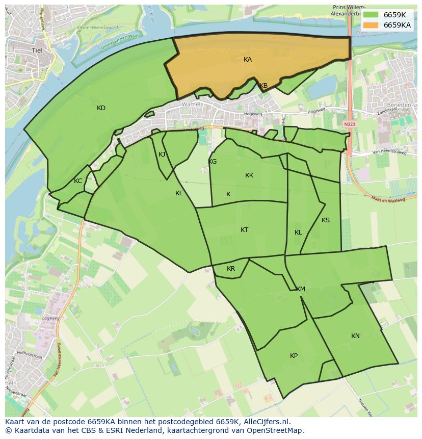 Afbeelding van het postcodegebied 6659 KA op de kaart.