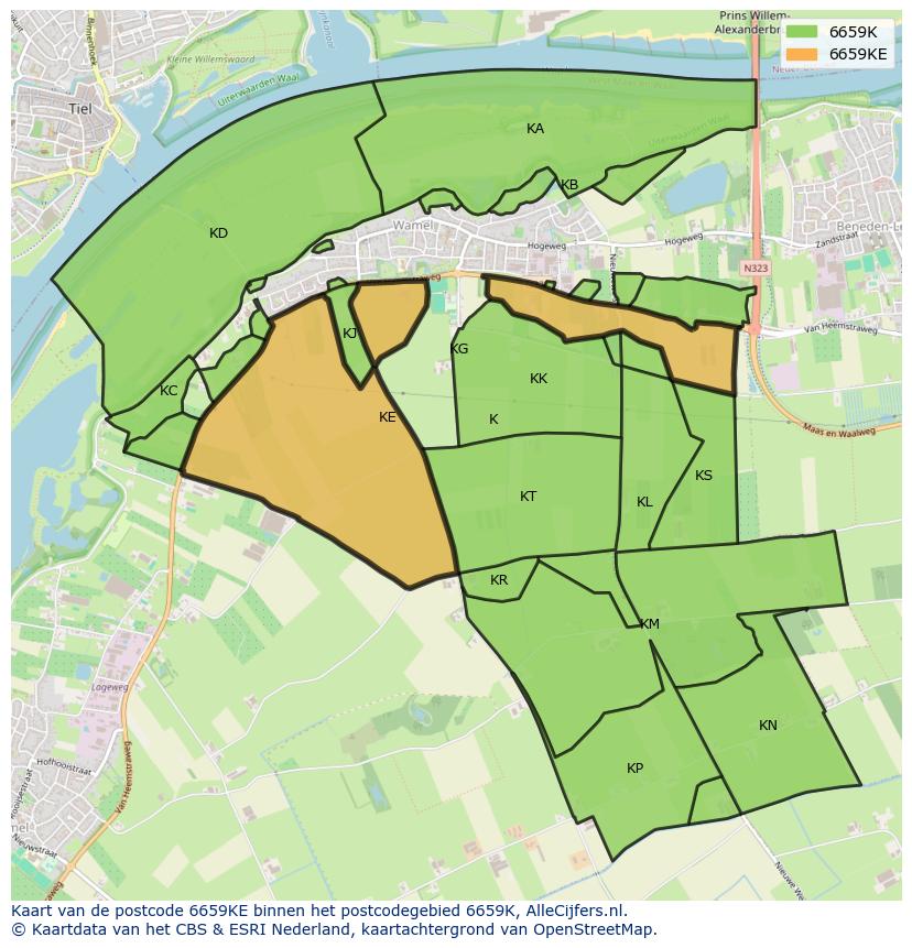 Afbeelding van het postcodegebied 6659 KE op de kaart.