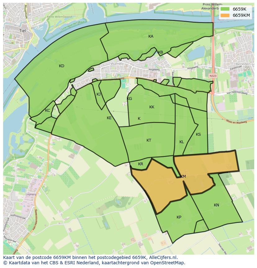 Afbeelding van het postcodegebied 6659 KM op de kaart.