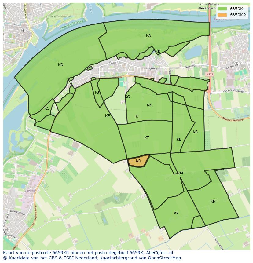 Afbeelding van het postcodegebied 6659 KR op de kaart.