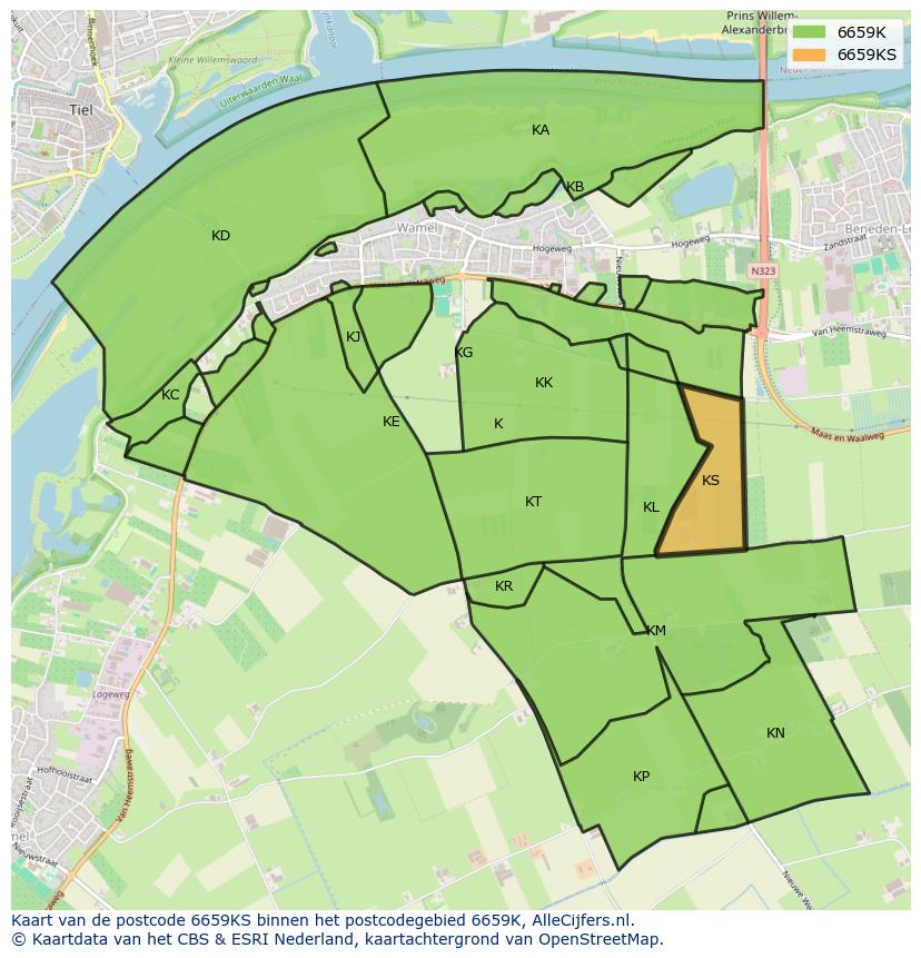 Afbeelding van het postcodegebied 6659 KS op de kaart.