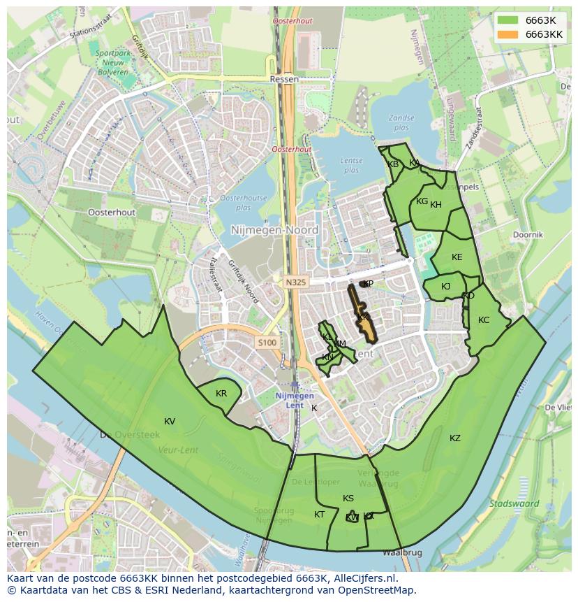 Afbeelding van het postcodegebied 6663 KK op de kaart.