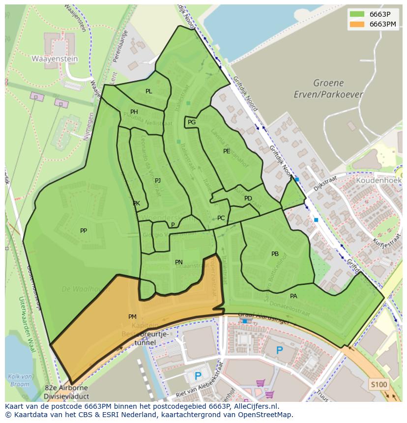 Afbeelding van het postcodegebied 6663 PM op de kaart.