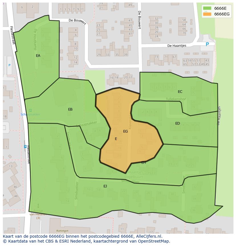 Afbeelding van het postcodegebied 6666 EG op de kaart.