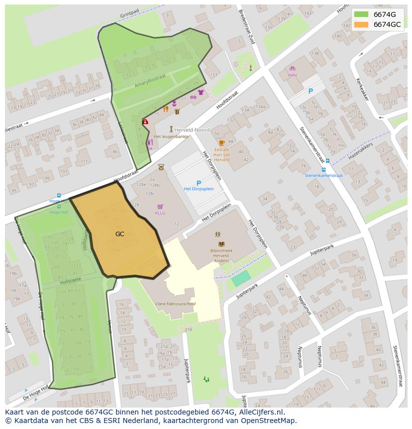 Afbeelding van het postcodegebied 6674 GC op de kaart.