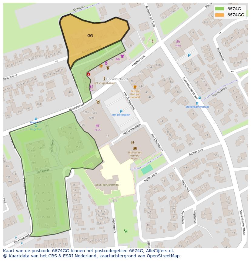 Afbeelding van het postcodegebied 6674 GG op de kaart.