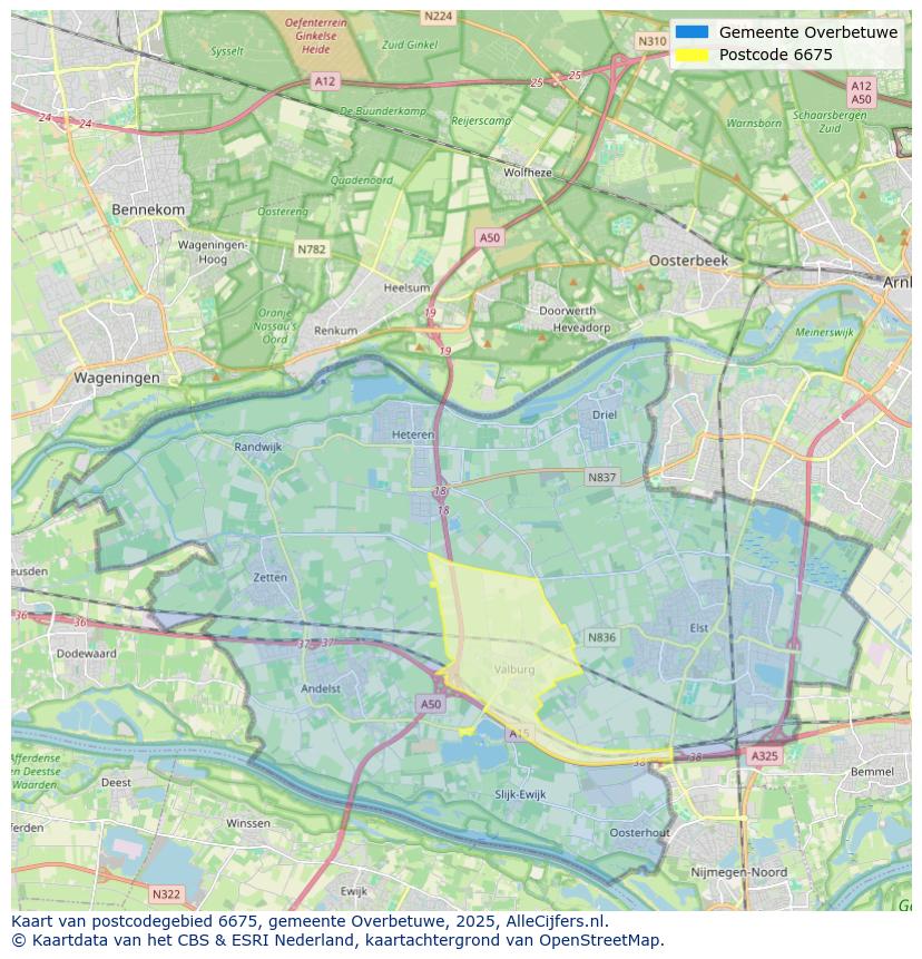 Afbeelding van het postcodegebied 6675 op de kaart.