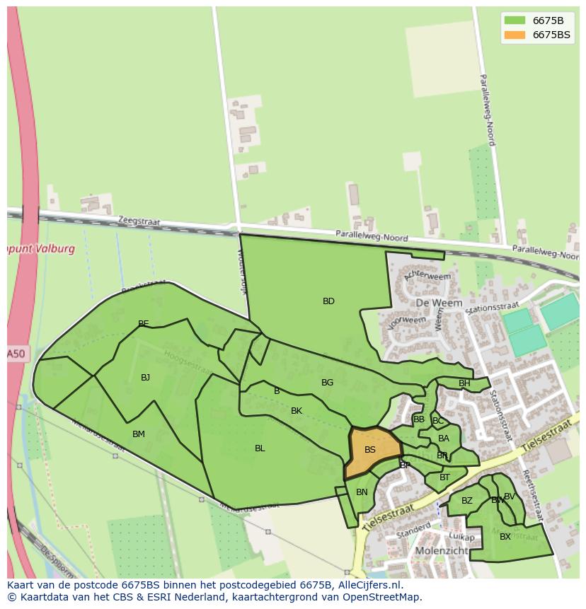Afbeelding van het postcodegebied 6675 BS op de kaart.