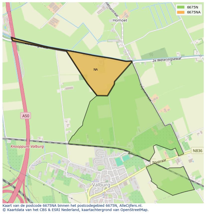 Afbeelding van het postcodegebied 6675 NA op de kaart.