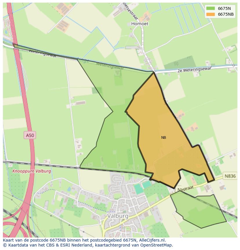 Afbeelding van het postcodegebied 6675 NB op de kaart.