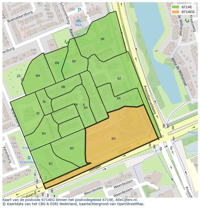Afbeelding van het postcodegebied 6714 EG op de kaart.