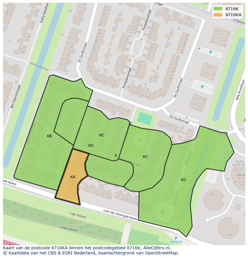 Afbeelding van het postcodegebied 6716 KA op de kaart.