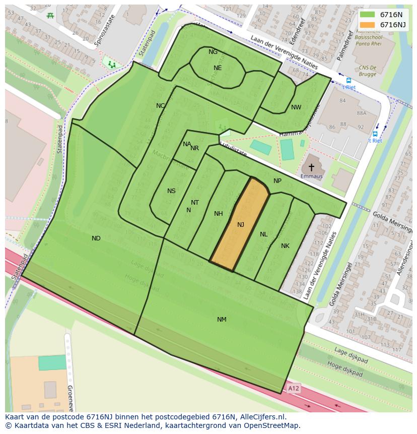 Afbeelding van het postcodegebied 6716 NJ op de kaart.