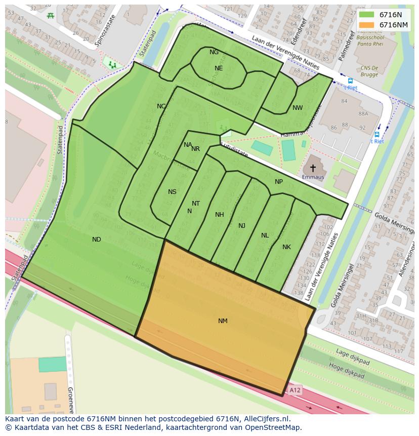 Afbeelding van het postcodegebied 6716 NM op de kaart.