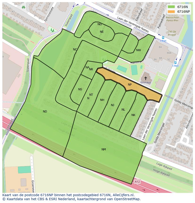 Afbeelding van het postcodegebied 6716 NP op de kaart.
