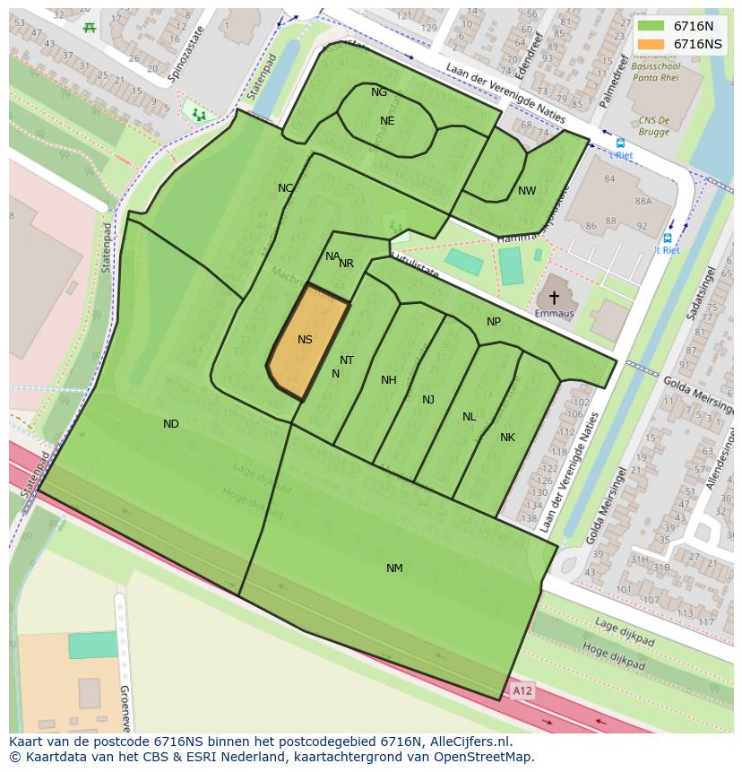 Afbeelding van het postcodegebied 6716 NS op de kaart.