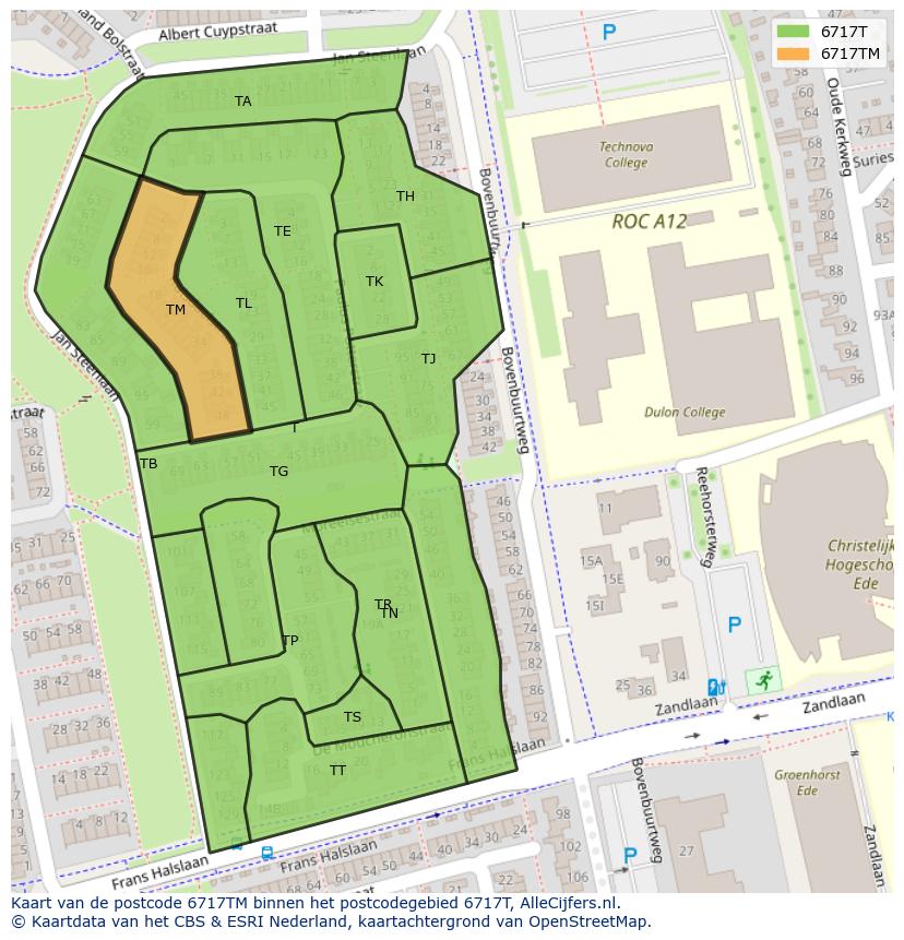 Afbeelding van het postcodegebied 6717 TM op de kaart.