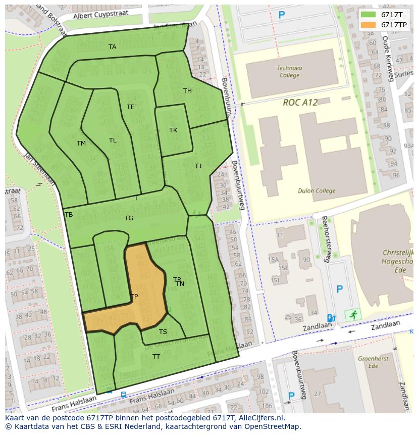 Afbeelding van het postcodegebied 6717 TP op de kaart.