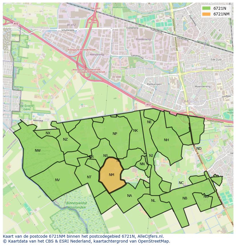 Afbeelding van het postcodegebied 6721 NM op de kaart.