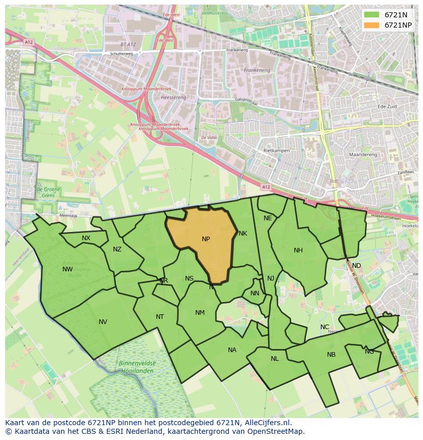 Afbeelding van het postcodegebied 6721 NP op de kaart.