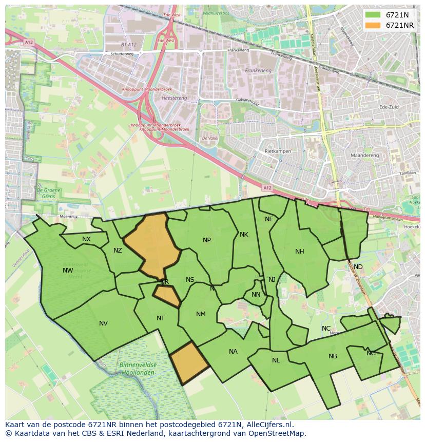Afbeelding van het postcodegebied 6721 NR op de kaart.