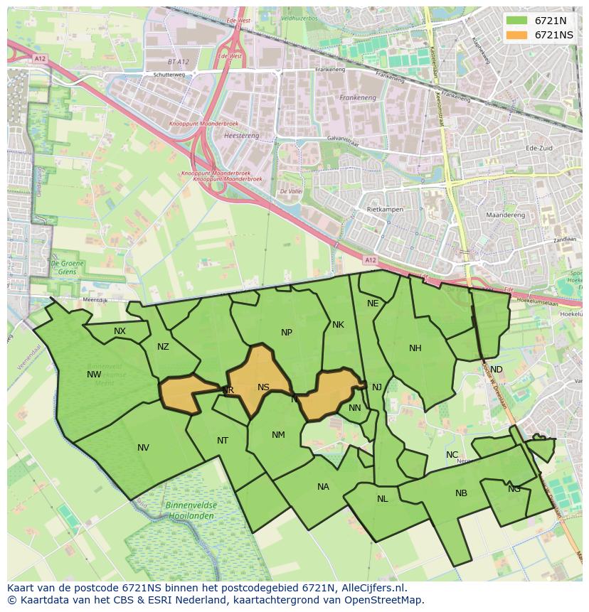 Afbeelding van het postcodegebied 6721 NS op de kaart.