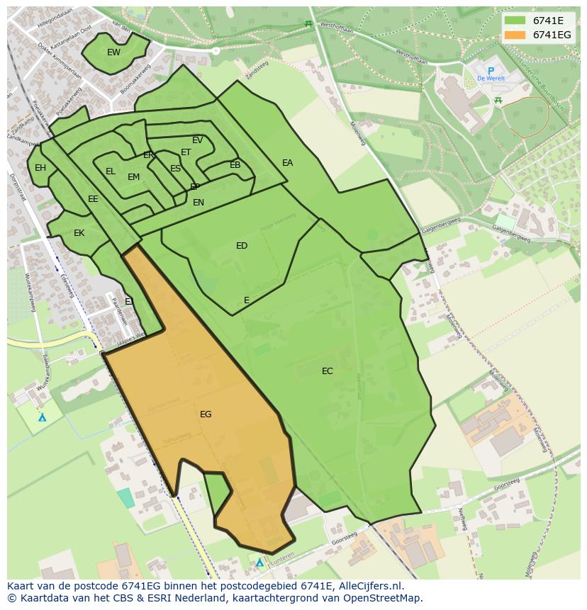 Afbeelding van het postcodegebied 6741 EG op de kaart.