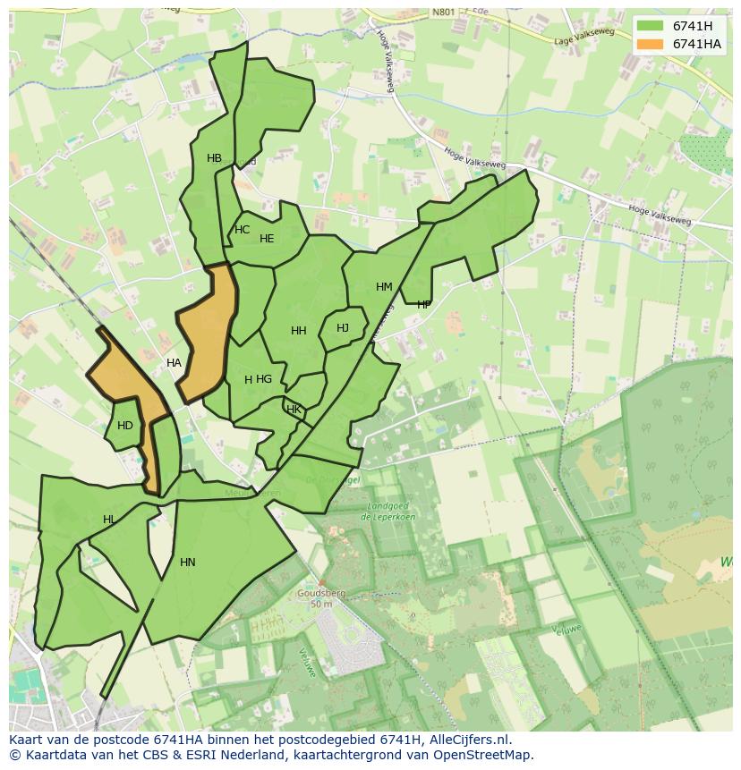 Afbeelding van het postcodegebied 6741 HA op de kaart.