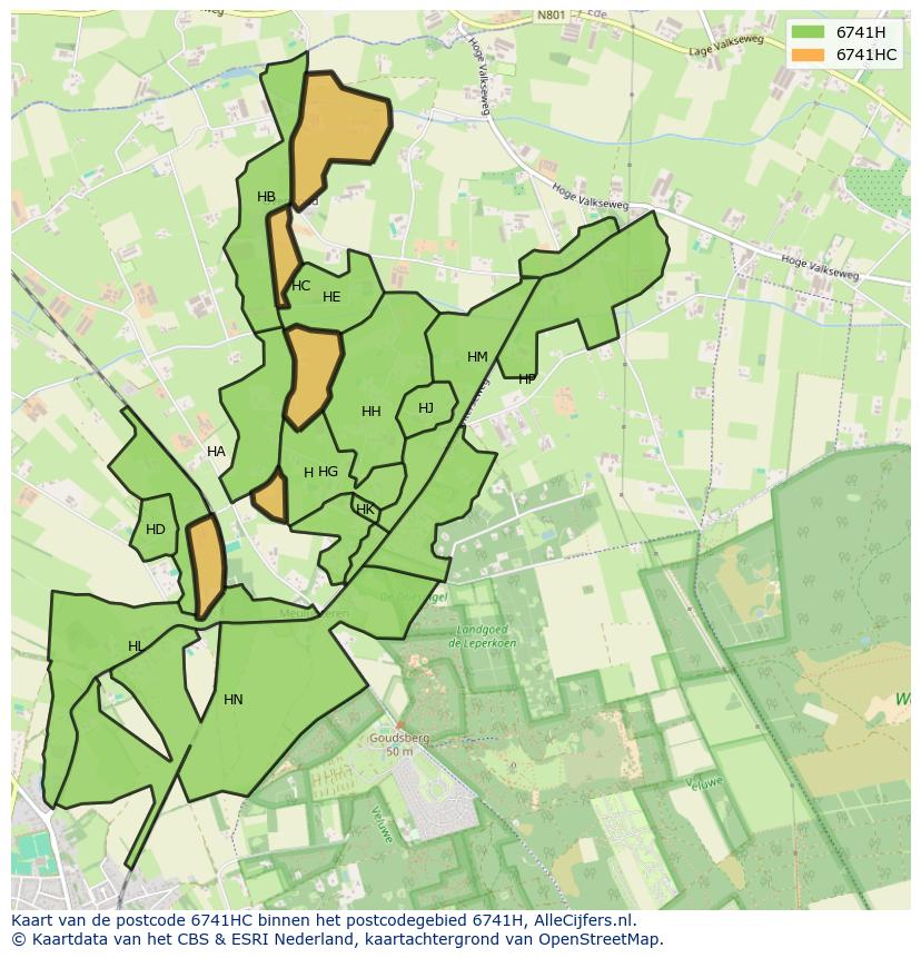 Afbeelding van het postcodegebied 6741 HC op de kaart.