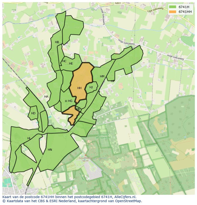 Afbeelding van het postcodegebied 6741 HH op de kaart.