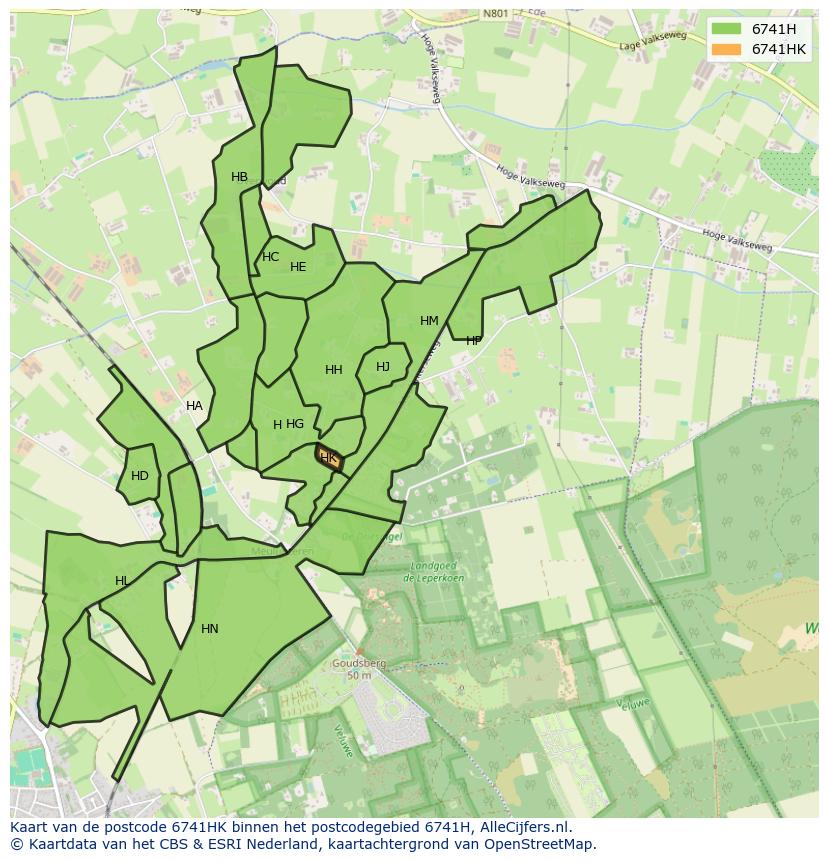Afbeelding van het postcodegebied 6741 HK op de kaart.