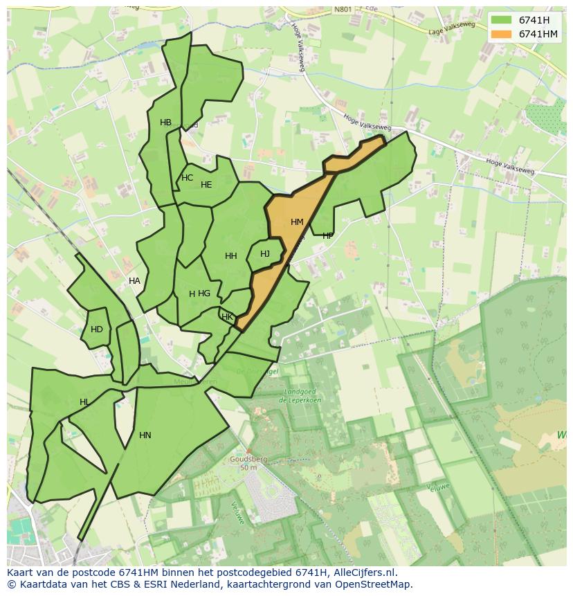Afbeelding van het postcodegebied 6741 HM op de kaart.