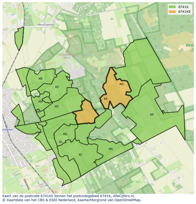 Afbeelding van het postcodegebied 6741 KE op de kaart.