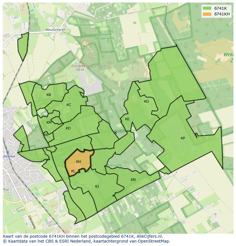 Afbeelding van het postcodegebied 6741 KH op de kaart.