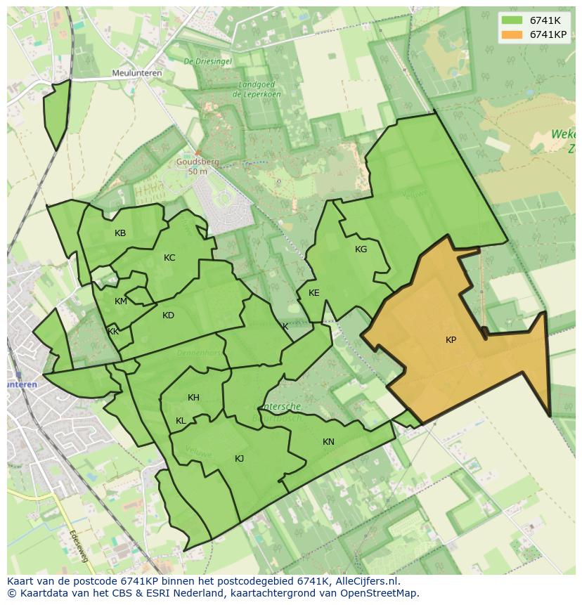 Afbeelding van het postcodegebied 6741 KP op de kaart.