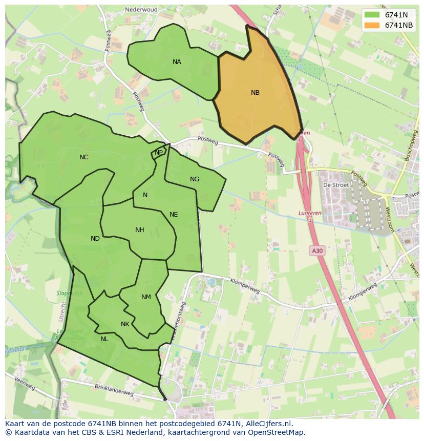 Afbeelding van het postcodegebied 6741 NB op de kaart.