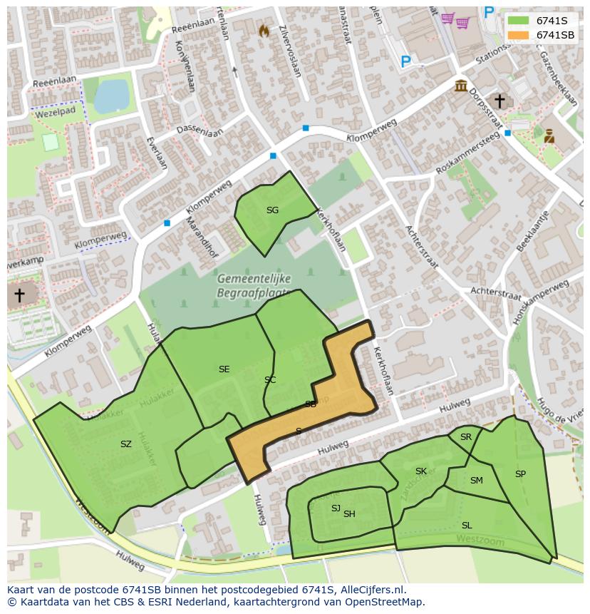 Afbeelding van het postcodegebied 6741 SB op de kaart.