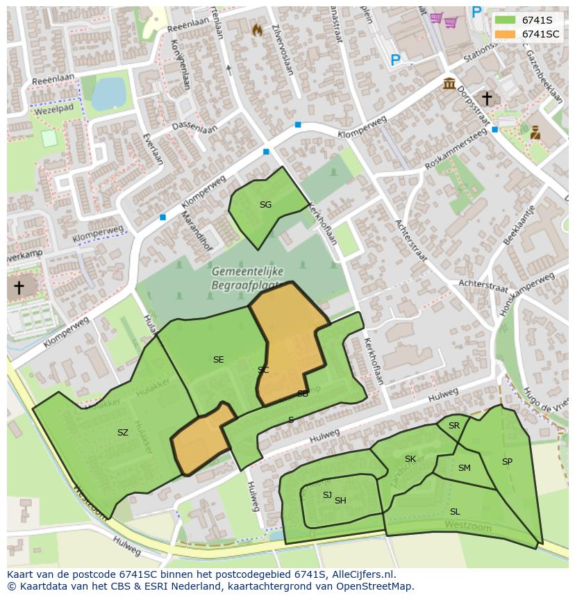 Afbeelding van het postcodegebied 6741 SC op de kaart.