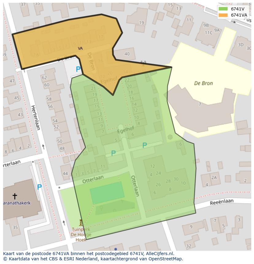 Afbeelding van het postcodegebied 6741 VA op de kaart.