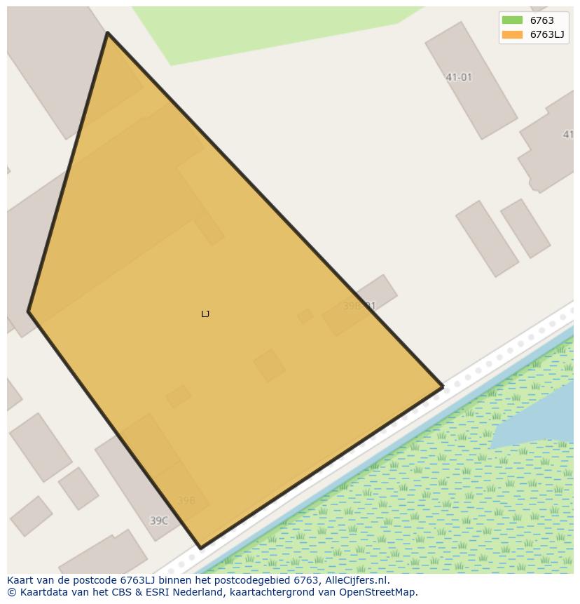 Afbeelding van het postcodegebied 6763 LJ op de kaart.