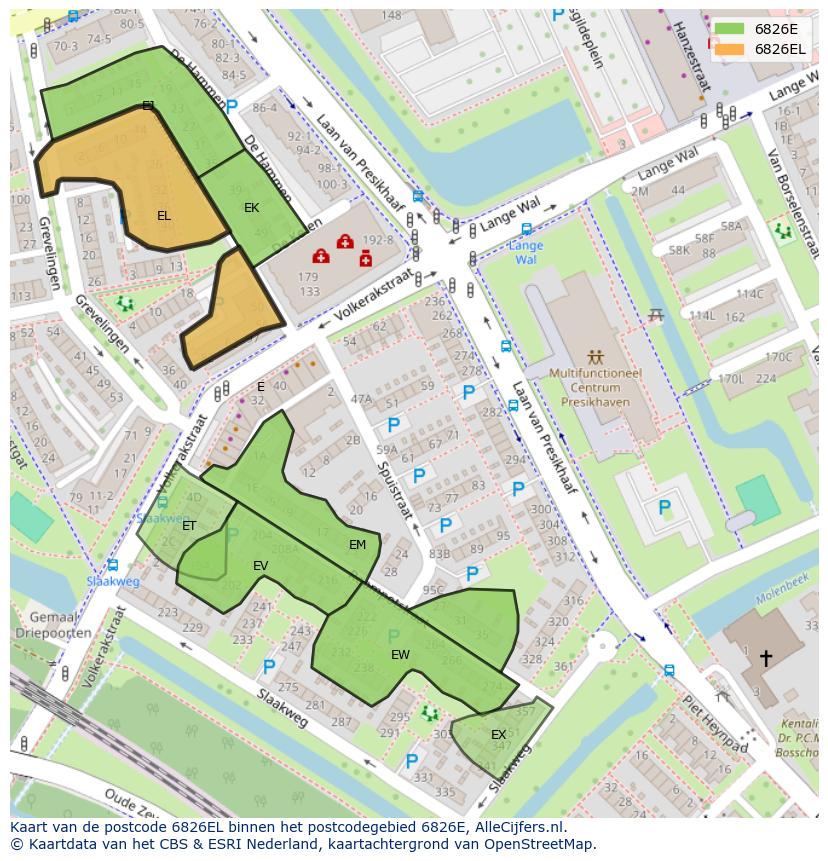 Afbeelding van het postcodegebied 6826 EL op de kaart.